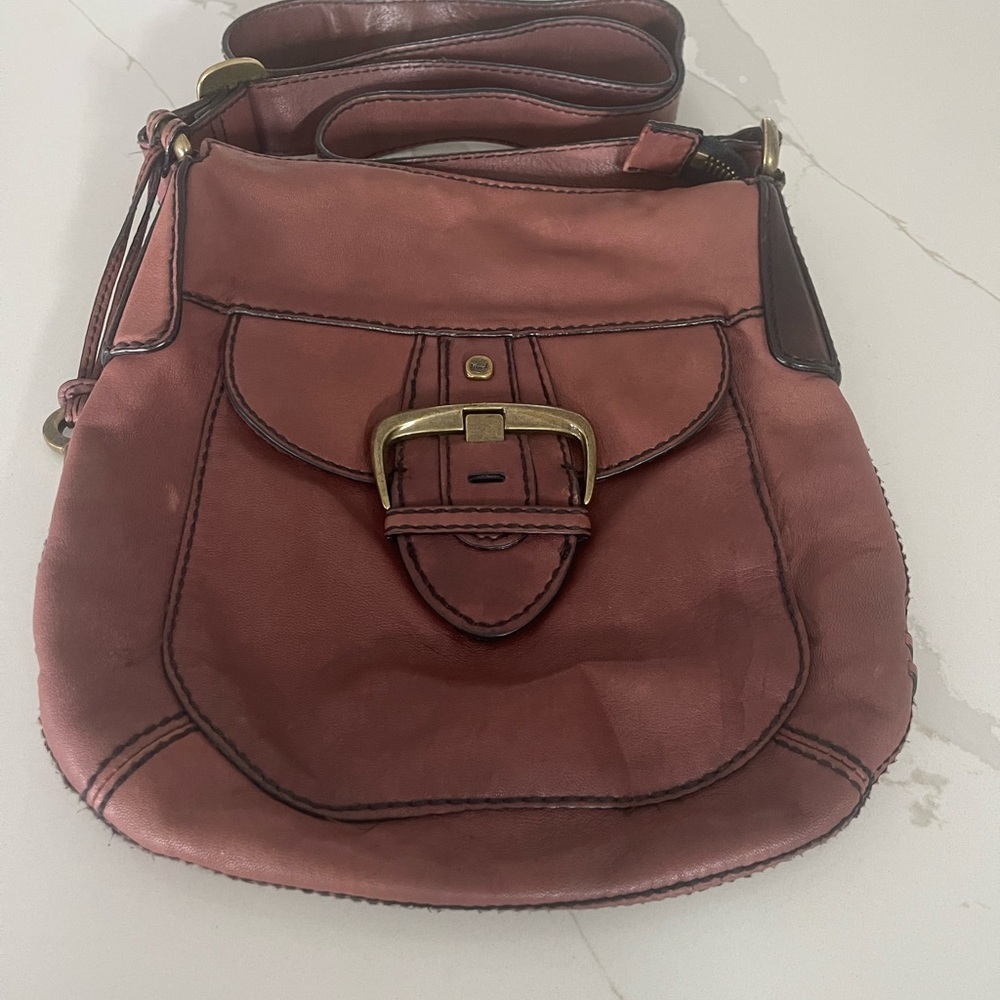 Elegant Fossil brown Leather Shoulder Bag